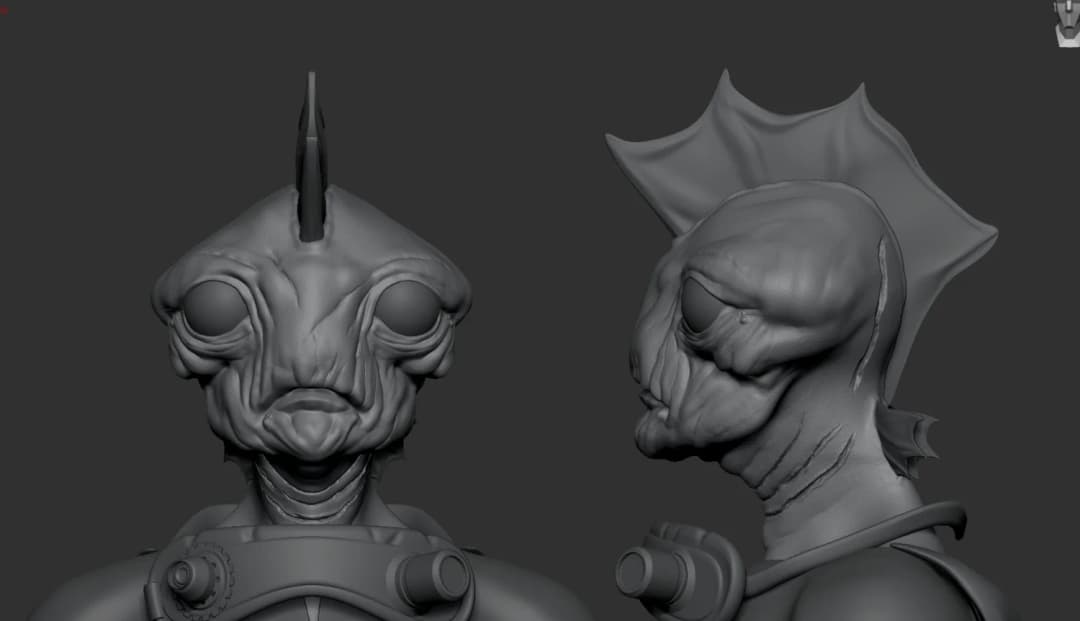 Or's creature head study, grey turnaround