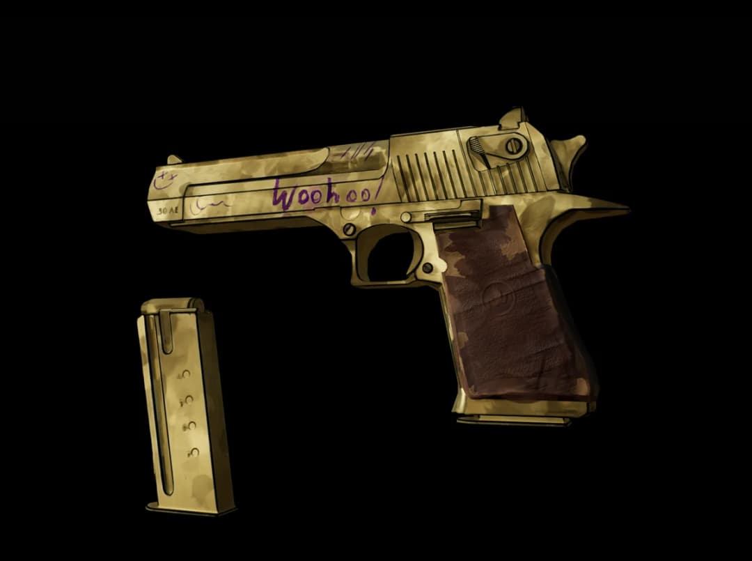 Gold pistol prop textured in Substance Painter