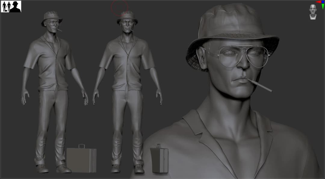 ZBrush. Full figure and the bust the page is built around.